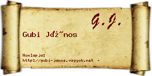 Gubi János névjegykártya